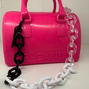 Furla Re Candy Vibrant Pink Candy Bag with Chain